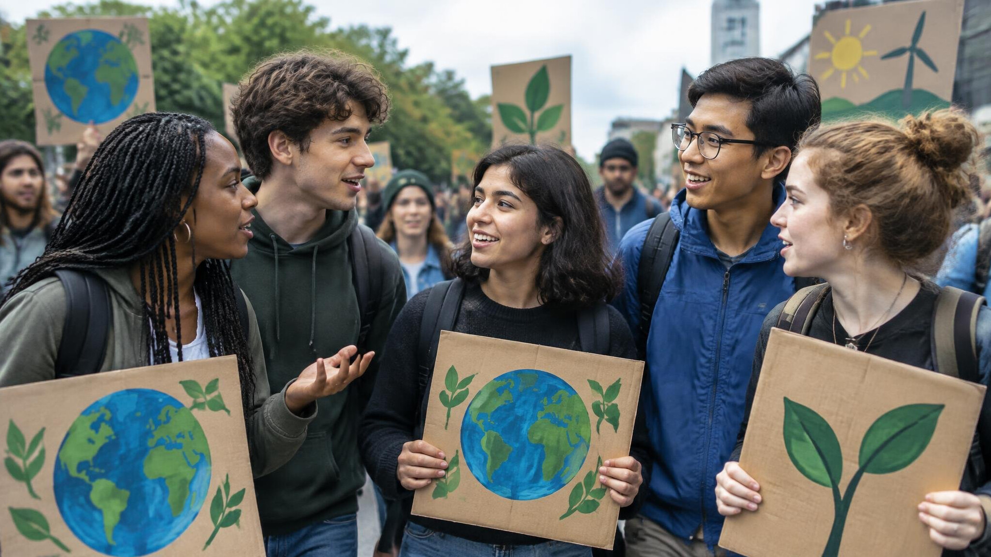 young people in protest march