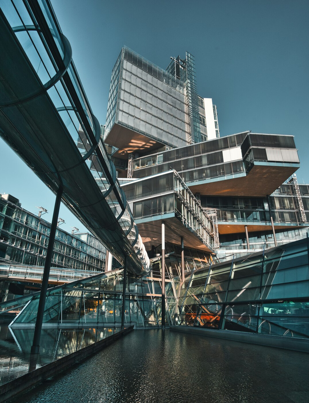 Modern glass office building exterior in Germany